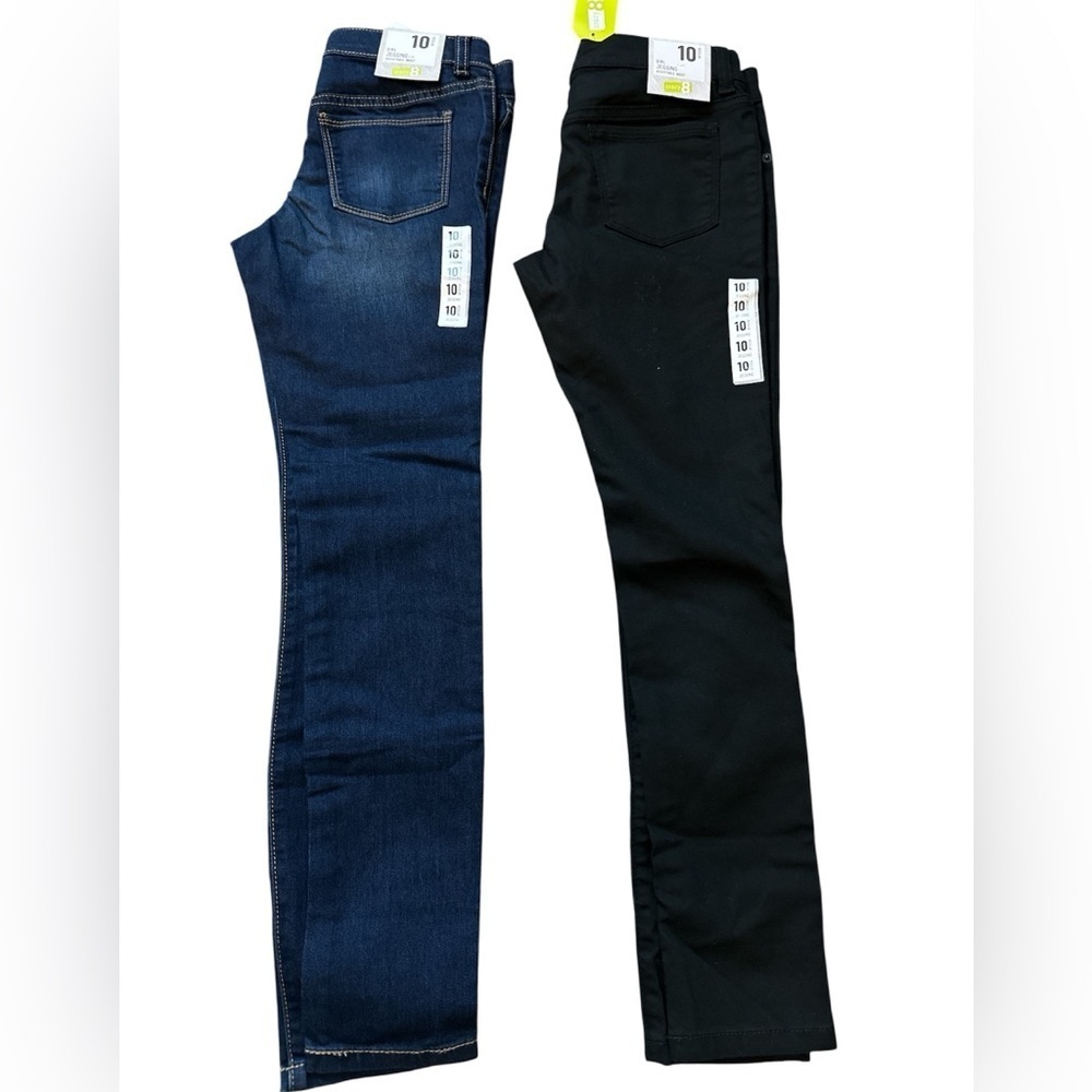 Crazy 8 Girl Jegging Adjustable Waist size 10, 2 pair, blue & black